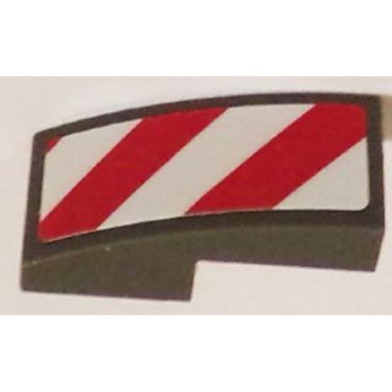 Slope, Curved 2 x 1 with Red and White Danger Stripes (Red and White Corners) Pattern Model Right Side (Sticker) - Sets 60081 / 60083 / 60107