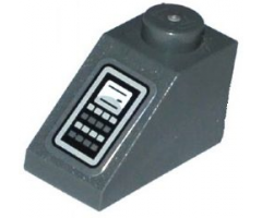 Slope 45 2 x 1 with Screen and Light Bluish Gray and Dark Bluish Gray Buttons Pattern (Sticker) - Set 75052