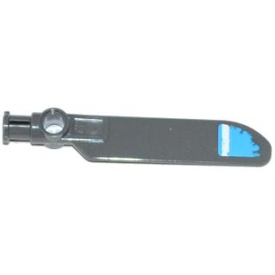 Technic Rotor Blade Small with Axle and Pin Connector End with White Stripe on Dark Azure Background Pattern on Bottom (Sticker) - Set 70129