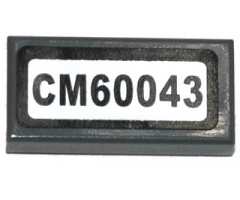 Tile 1 x 2 with Black 'CM60043' Pattern (Sticker) - Set 60043
