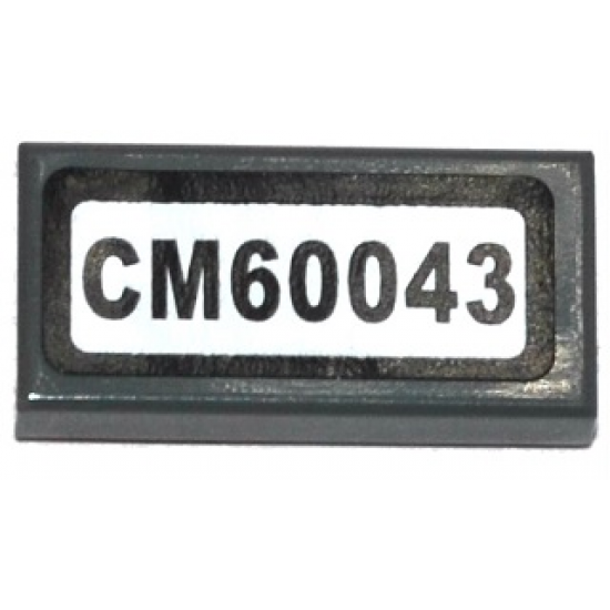 Tile 1 x 2 with Black 'CM60043' Pattern (Sticker) - Set 60043