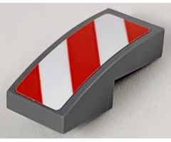 Slope, Curved 2 x 1 with Red and White Danger Stripes (Red Corners) Pattern Model Right Side (Sticker) - Sets 60056 / 60152 / 60223