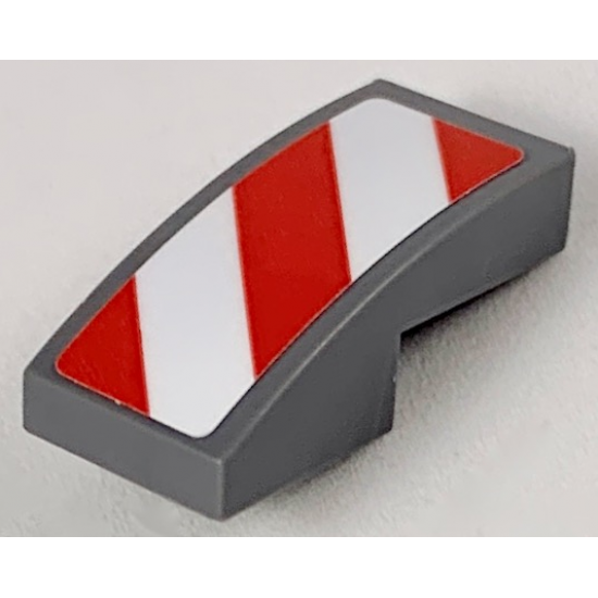 Slope, Curved 2 x 1 with Red and White Danger Stripes (Red Corners) Pattern Model Right Side (Sticker) - Sets 60056 / 60152 / 60223