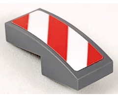 Slope, Curved 2 x 1 with Red and White Danger Stripes (Red Corners) Pattern Model Left Side (Sticker) - Sets 60056 / 60152 / 60223
