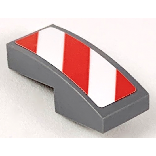 Slope, Curved 2 x 1 with Red and White Danger Stripes (Red Corners) Pattern Model Left Side (Sticker) - Sets 60056 / 60152 / 60223