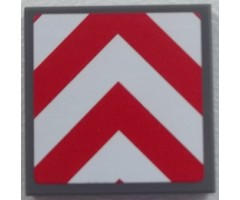 Tile 2 x 2 with Chevron Stripes Red and White Pattern (Sticker) - Set 60052