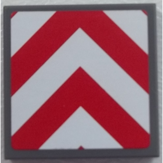 Tile 2 x 2 with Chevron Stripes Red and White Pattern (Sticker) - Set 60052