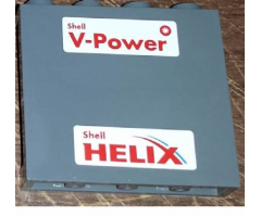 Panel 1 x 4 x 3 with Side Supports - Hollow Studs with Red 'Shell V-Power' and 'Shell HELIX' Pattern (Stickers) - Set 30196