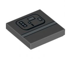 Tile 2 x 2 with Silver Stripe and Rectangles (SW Gonk Droid) Pattern