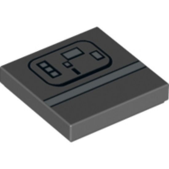 Tile 2 x 2 with Silver Stripe and Rectangles (SW Gonk Droid) Pattern