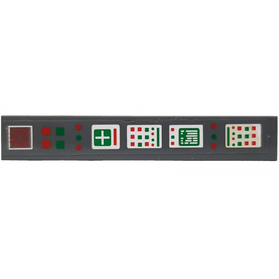 Tile 1 x 6 with Control Panel with Red and Green Lamps Pattern (Sticker) - Set 70816