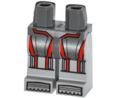 Hips and Light Bluish Gray Legs with Silver Armor with Red Vertical Lines and Silver Boots Pattern