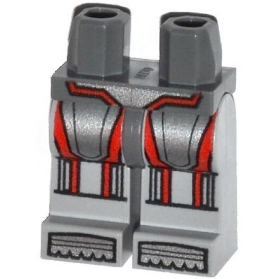 Hips and Light Bluish Gray Legs with Silver Armor with Red Vertical Lines and Silver Boots Pattern