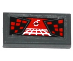 Tile 1 x 2 with Red Head-Up Display (HUD) and Red and Black Lights Pattern (Sticker) - Set 76019