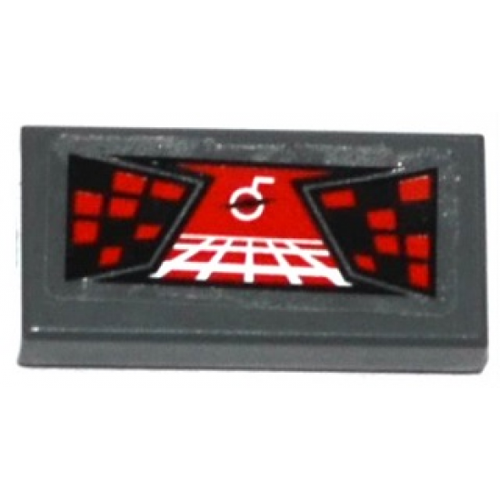 Tile 1 x 2 with Red Head-Up Display (HUD) and Red and Black Lights Pattern (Sticker) - Set 76019