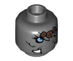 Minifigure, Head Dual Sided Alien Chima Mammoth Bright Light Blue Eyes, Copper Pendants, White Tusks, Neutral / Angry Pattern (Maula) - Hollow Stud
