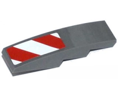 Slope, Curved 4 x 1 with Red and White Danger Stripes Thick Pattern (White Corners) Model Right Side (Sticker) - Set 42023