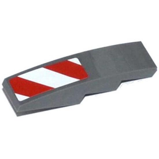 Slope, Curved 4 x 1 with Red and White Danger Stripes Thick Pattern (White Corners) Model Right Side (Sticker) - Set 42023