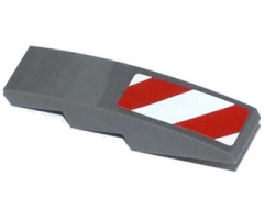 Slope, Curved 4 x 1 with Red and White Danger Stripes Thick Pattern (White Corners) Model Left Side (Sticker) - Set 42023