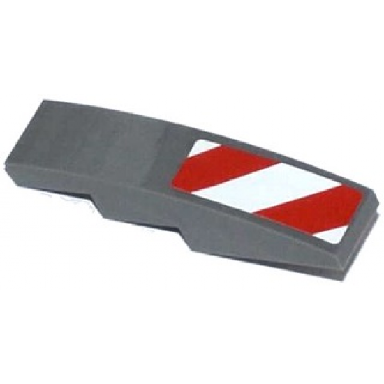 Slope, Curved 4 x 1 with Red and White Danger Stripes Thick Pattern (White Corners) Model Left Side (Sticker) - Set 42023