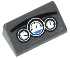 Slope 30 1 x 2 x 2/3 with 3 White and Blue Gauges on Dashboard Pattern (Sticker) - Set 60047