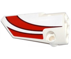 Technic, Panel Fairing # 3 Small Smooth Long, Side A with Red Curved Stripes Pattern (Sticker) - Set 42040