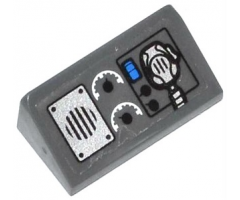 Slope 30 1 x 2 x 2/3 with Speaker, 2 Gauges, Blue Switch and Radio Pattern (Sticker) - Set 60047