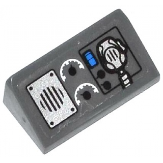 Slope 30 1 x 2 x 2/3 with Speaker, 2 Gauges, Blue Switch and Radio Pattern (Sticker) - Set 60047