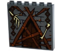 Panel 1 x 6 x 5 with Bricks, Barricaded Door and Bones on Chains Pattern (Sticker) - Set 79014