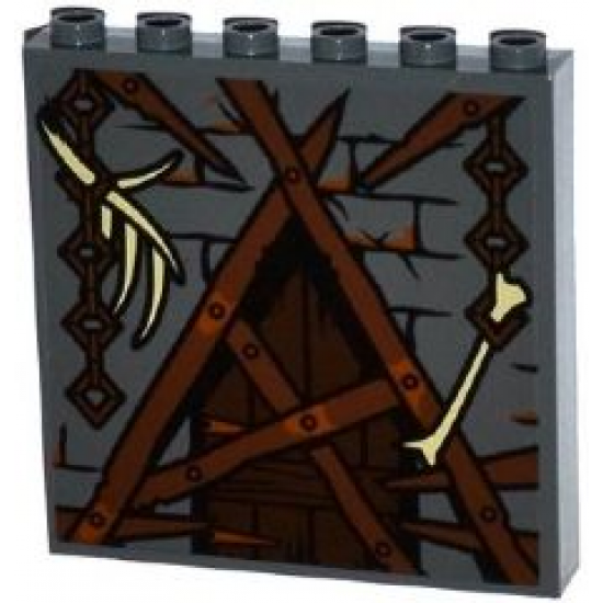 Panel 1 x 6 x 5 with Bricks, Barricaded Door and Bones on Chains Pattern (Sticker) - Set 79014