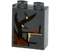 Brick 1 x 2 x 2 with Inside Stud Holder with Bricks, Broken Wooden Plank and Vine with Thorns Pattern (Sticker) - Set 79014