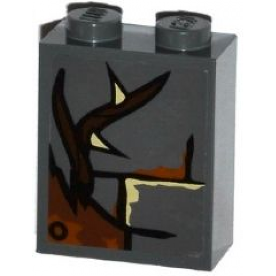 Brick 1 x 2 x 2 with Inside Stud Holder with Bricks, Broken Wooden Plank and Vine with Thorns Pattern (Sticker) - Set 79014