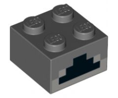 Brick 2 x 2 with Light Bluish Gray and Black Minecraft Furnace Geometric Pattern