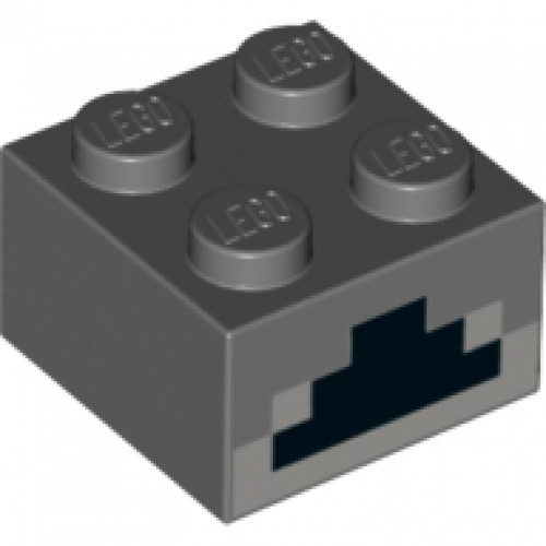 Brick 2 x 2 with Light Bluish Gray and Black Minecraft Furnace Geometric Pattern