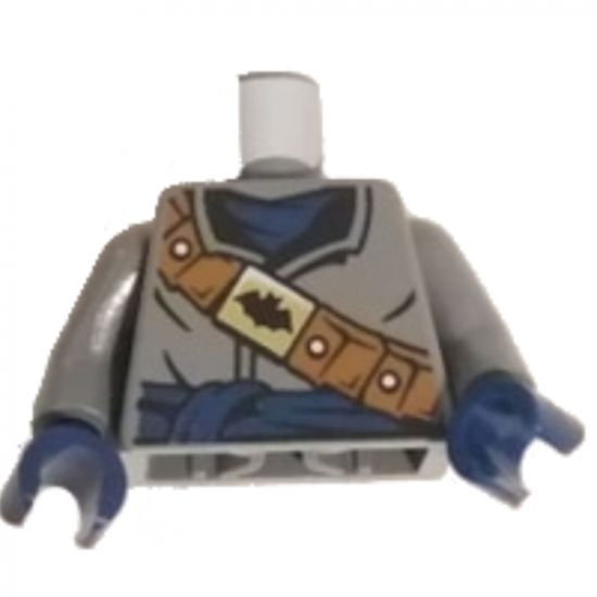 Torso Coat with Dark Blue Scarf and Sash, Dark Orange Bandolier with Black Bat on Gold Buckle Pattern / Dark Bluish Gray Arms / Dark Blue Hands