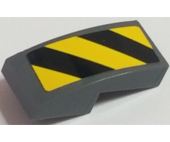 Slope, Curved 2 x 1 with Black and Yellow Danger Stripes Pattern Right (Sticker) - Sets 60121 / 60122