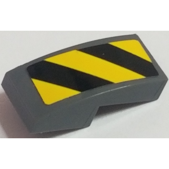 Slope, Curved 2 x 1 with Black and Yellow Danger Stripes Pattern Right (Sticker) - Sets 60121 / 60122