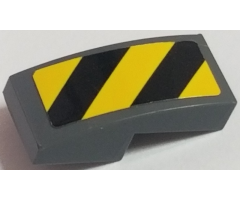 Slope, Curved 2 x 1 with Black and Yellow Danger Stripes Pattern Left (Sticker) - Sets 60121 / 60122