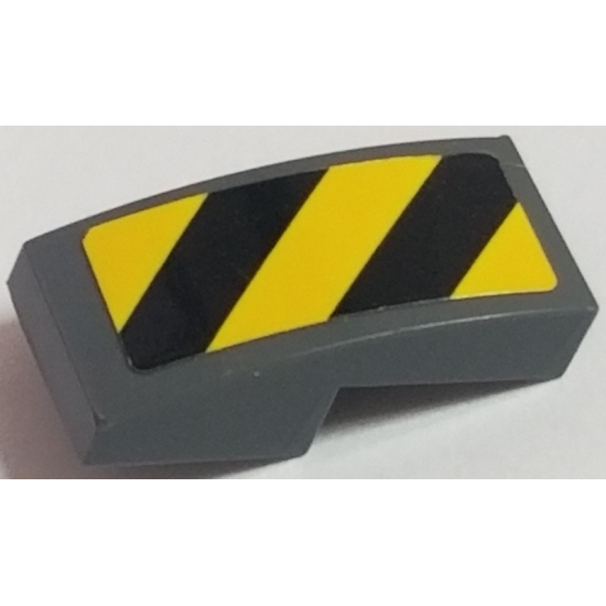 Slope, Curved 2 x 1 with Black and Yellow Danger Stripes Pattern Left (Sticker) - Sets 60121 / 60122