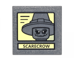 Road Sign 2 x 2 Square with Clip with Black Lines on Yellow Background and 'SCARECROW' Portrait Pattern (Sticker) - Set 10937