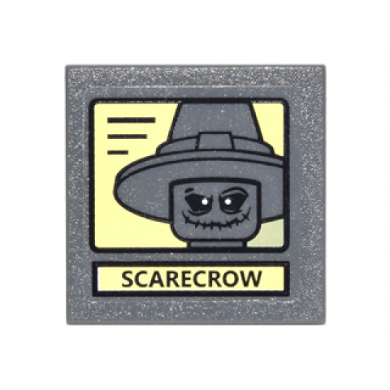 Road Sign 2 x 2 Square with Clip with Black Lines on Yellow Background and 'SCARECROW' Portrait Pattern (Sticker) - Set 10937