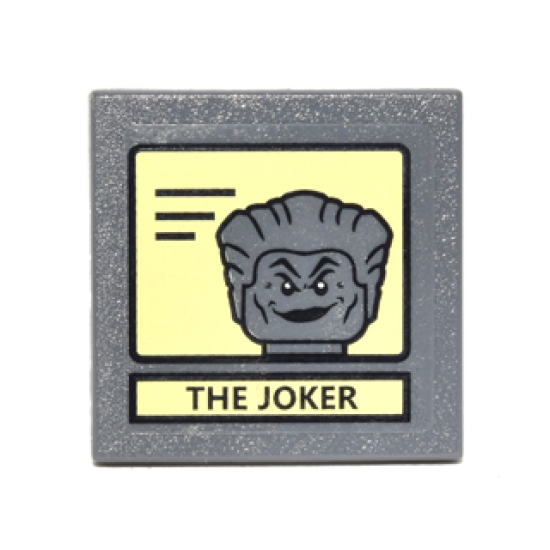 Road Sign 2 x 2 Square with Clip with Black Lines on Yellow Background and 'THE JOKER' Portrait Pattern (Sticker) - Set 10937