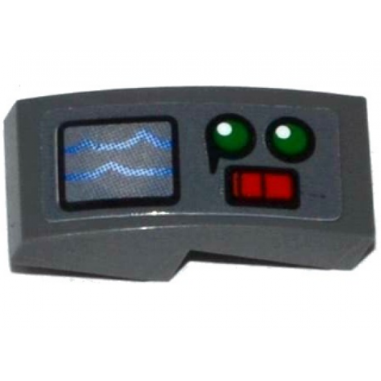 Slope, Curved 2 x 1 with Screen, 2 Green Lights and Red Switch Pattern (Sticker) - Set 70601