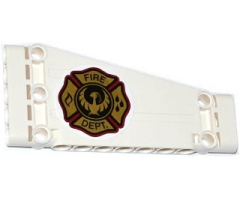 Technic, Panel Plate 5 x 11 x 1 Tapered with Gold FIRE DEPT. with Phoenix Logo Pattern Model Right Side (Sticker) - Set 42040