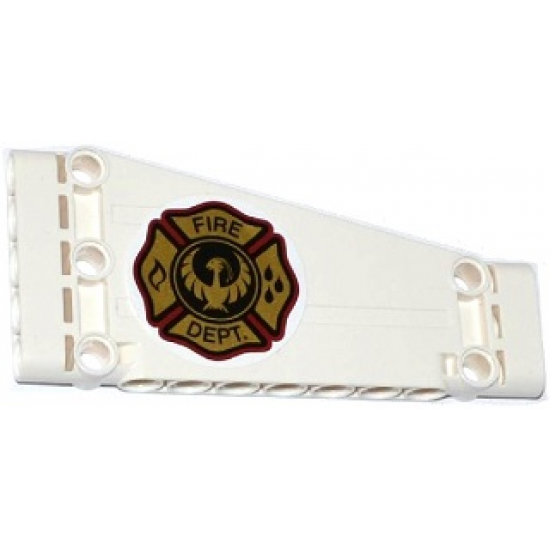Technic, Panel Plate 5 x 11 x 1 Tapered with Gold FIRE DEPT. with Phoenix Logo Pattern Model Right Side (Sticker) - Set 42040