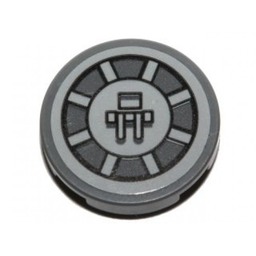 Tile, Round 2 x 2 with Bottom Stud Holder with SW Radial Machinery Pattern (Sticker) - Set 75153