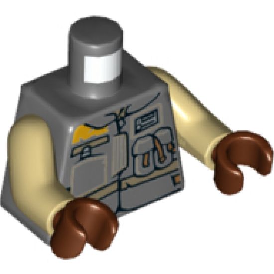 Torso SW Jacket with Dark Tan Belts and Pockets Pattern (Rebel Trooper) / Tan Arms / Reddish Brown Hands