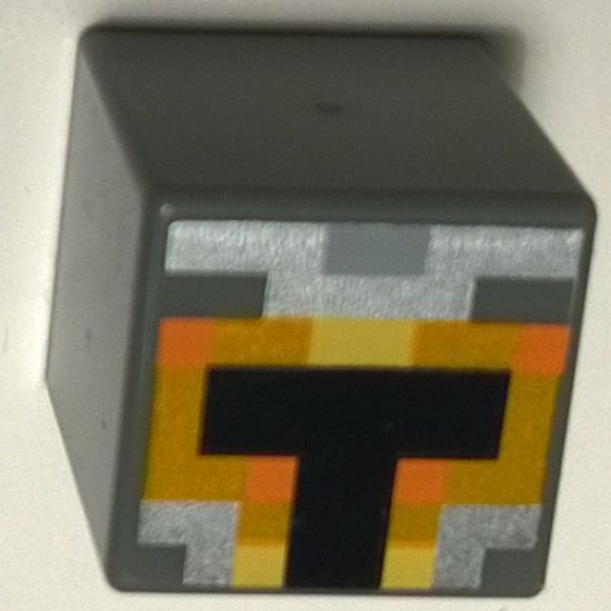 Minifigure, Head, Modified Cube with Minecraft Skin 1 Pattern