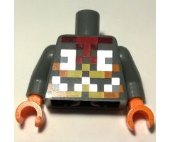 Torso Pixelated Orange, Yellow and Silver Armor Pattern / Dark Bluish Gray Arms / Orange Hands