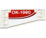 Technic, Panel Plate 5 x 11 x 1 Tapered with Red Stripe and 'OK-1980' on Red Background Pattern Model Left Side (Sticker) - Set 42040